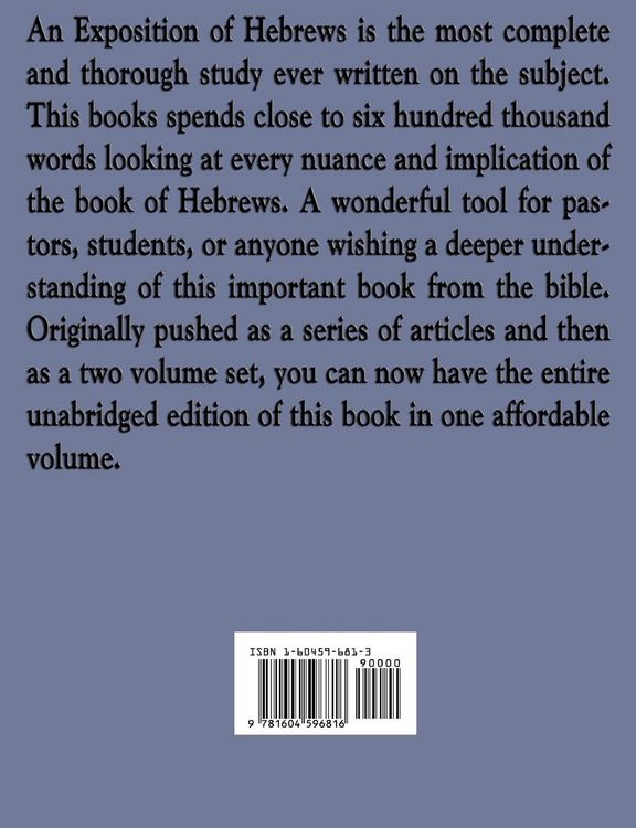 Produktbild: An Exposition of Hebrews