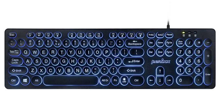 Produktbild: Perixx PERIBOARD-317 R DE B Kabelgebunden Tastatur Deutsch, QWERTZ Schwarz Beleuchtet