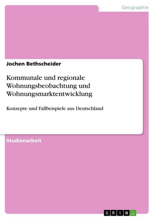 Produktbild: Kommunale und regionale Wohnungsbeobachtung und Wohnungsmarktentwicklung