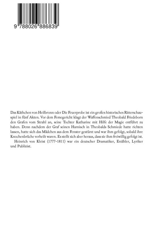 Produktbild: Das K&auml;thchen von Heilbronn (Historisches Ritterschauspiel)