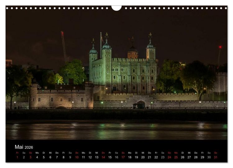 Produktbild: London - Nachts an der Themse (Wandkalender 2026 DIN A3 quer), CALVENDO Monatskalender