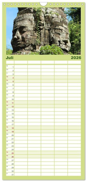 Produktbild: Familienplaner 2026 - Kambodscha &bull; Angkor Wat mit 5 Spalten (Wandkalender, 21 x 45 cm) CALVENDO