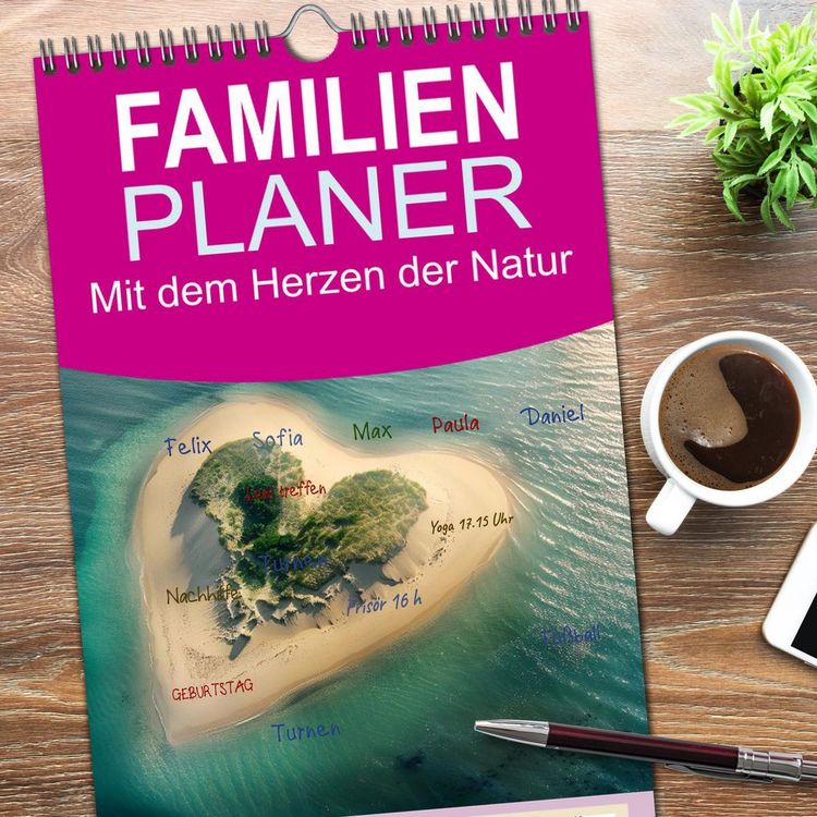 Produktbild: Familienplaner 2026 - Mit dem Herzen der Natur mit 5 Spalten (Wandkalender, 21 x 45 cm) CALVENDO