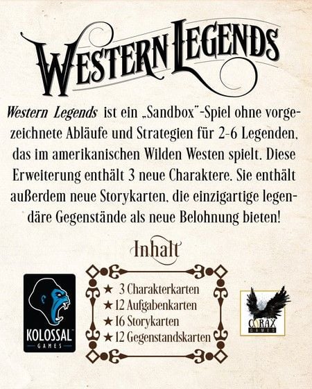 Produktbild: Western Legends (2. Edition) | Der Gute, der B&ouml;se und der Sch&ouml;ne - Erweiterung