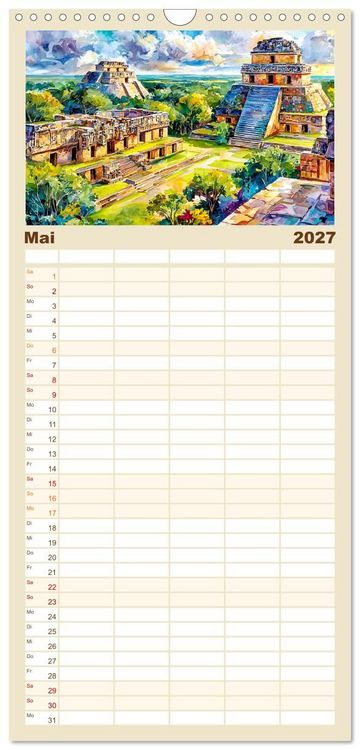 Produktbild: Familienplaner 2027 - Magisches Mexiko. Leuchtende Impressionen mit 5 Spalten (Wandkalender, 21 x 45 cm) CALVENDO