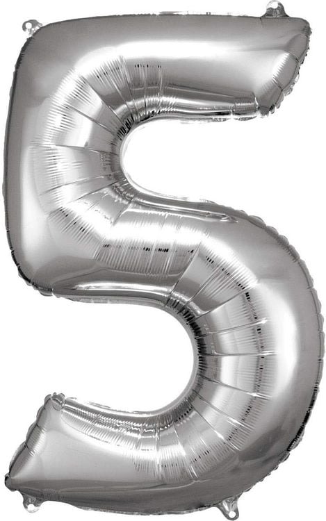Produktbild: Amscan Folienballon Zahl 5 silber 58x86cm