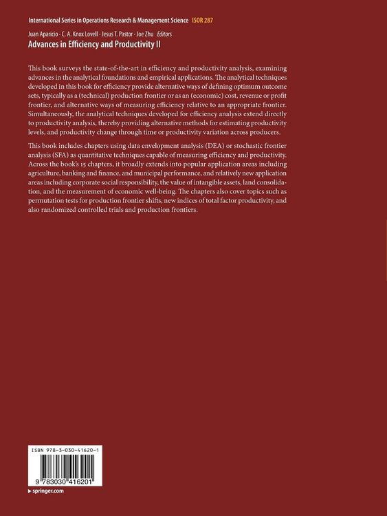 Produktbild: Advances in Efficiency and Productivity II
