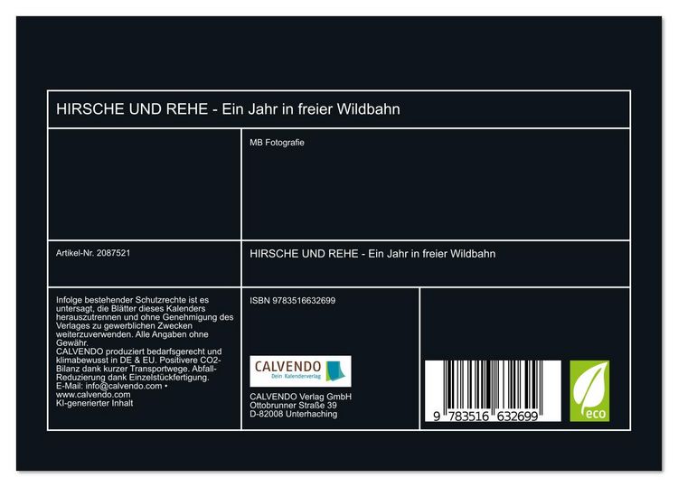 Produktbild: HIRSCHE UND REHE - Ein Jahr in freier Wildbahn (Tischkalender 2026 DIN A5 quer), CALVENDO Monatskalender