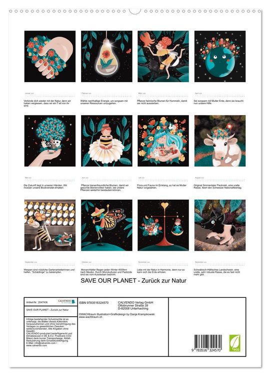 Produktbild: SAVE OUR PLANET - Zur&uuml;ck zur Natur (hochwertiger Premium Wandkalender 2026 DIN A2 hoch), Kunstdruck in Hochglanz