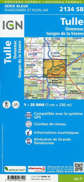 Produktbild: Tulle.Donzenac.Gorges de la V&eacute;z&egrave;re 1:25 000