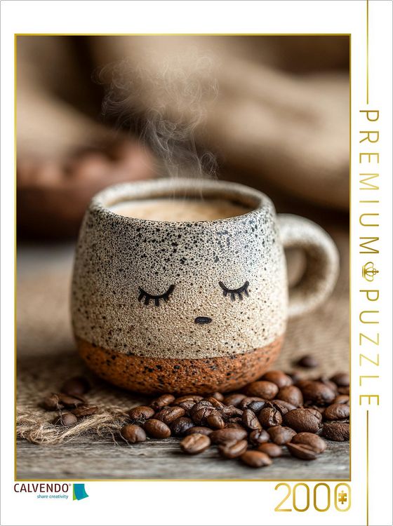 Produktbild: CALVENDO Puzzle M&uuml;der Kaffee mit Schlafaugen - Sanftes Morgenmotiv f&uuml;r Kaffeefans | 2000 Teile Lege-Gr&ouml;&szlig;e 90x67cm Foto-Puzzle f&uuml;r gl&uuml;ckliche Stunden