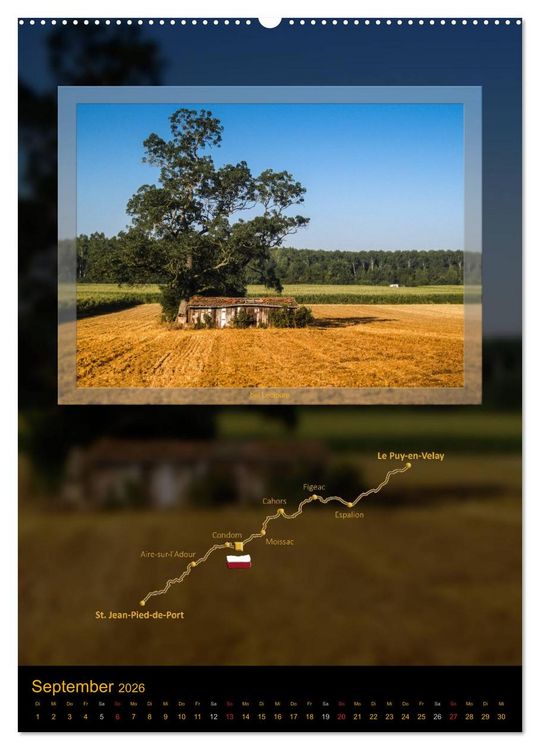 Produktbild: Jakobsweg Via Podiensis (Wandkalender 2026 DIN A2 hoch), CALVENDO Monatskalender