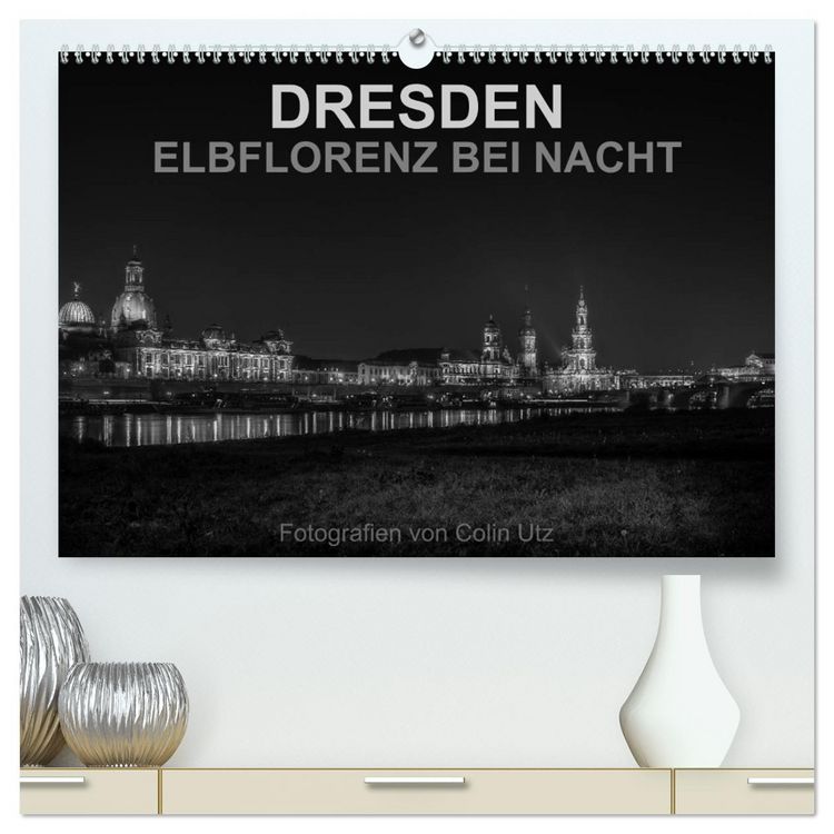Produktbild: Dresden - Elbflorenz bei Nacht (hochwertiger Premium Wandkalender 2026 DIN A2 quer), Kunstdruck in Hochglanz