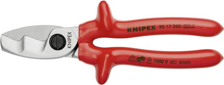 Produktbild: Knipex 95 17 200 Kabelschere Geeignet f&uuml;r (Abisoliertechnik) Alu- und Kupferkabel, ein- und mehrdr&auml;htig 20 mm 70 mm&sup2; 0