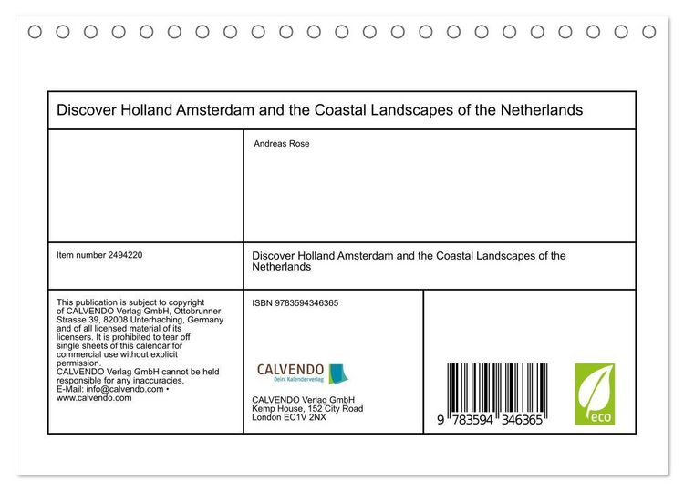 Produktbild: Discover Holland Amsterdam and the Coastal Landscapes of the Netherlands (Desk Calendar 2027 DIN A5 landscape), CALVENDO 12 Month DeskCalendar