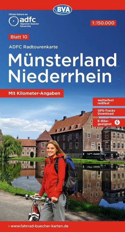 Produktbild: BVA ADFC Radtourenkarte M&uuml;nsterland Niederrhein 1:150.000