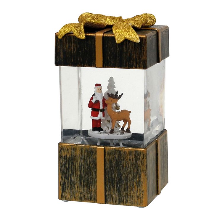 Produktbild: SIGRO Acryl LED Geschenkbox, mit Weihnachtsmann, gold 10