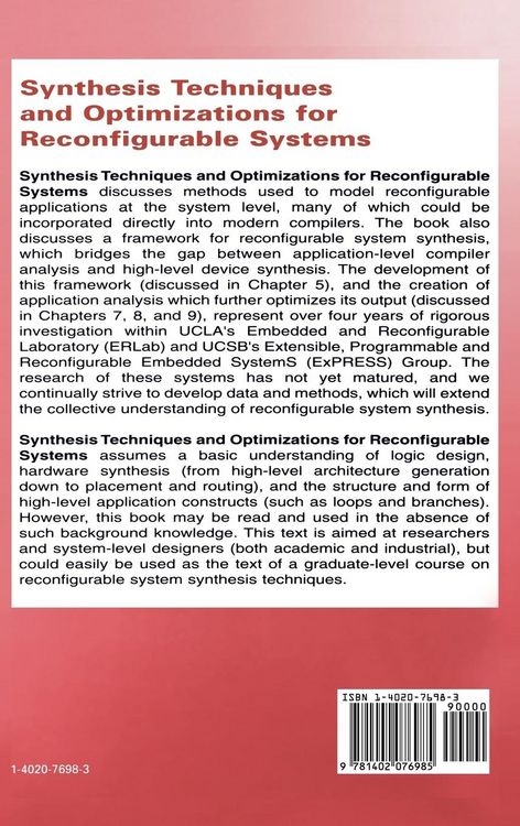Produktbild: Synthesis Techniques and Optimizations for Reconfigurable Systems