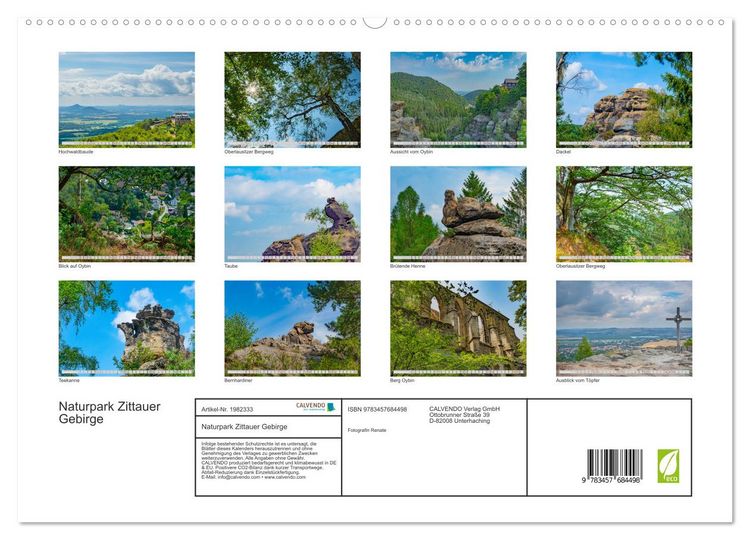 Produktbild: Naturpark Zittauer Gebirge (hochwertiger Premium Wandkalender 2026 DIN A2 quer), Kunstdruck in Hochglanz
