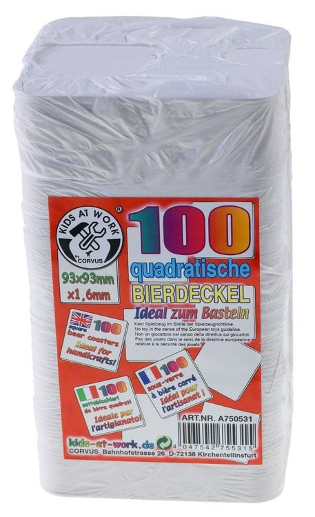 Produktbild: Corvus A750531 - Kids-at-Work, Bierdeckel, 100 St&uuml;ck, quadratisch, blanco, 93x93mm