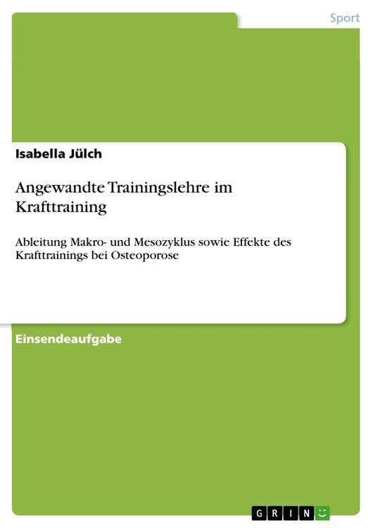 Produktbild: Angewandte Trainingslehre im Krafttraining