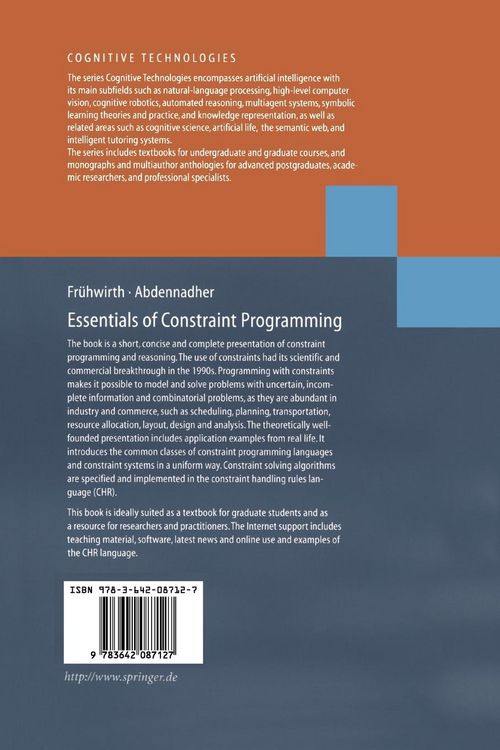 Produktbild: Essentials of Constraint Programming