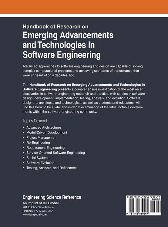 Produktbild: Handbook of Research on Emerging Advancements and Technologies in Software Engineering