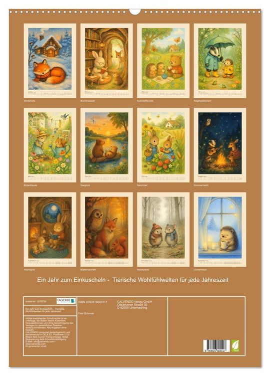 Produktbild: Ein Jahr zum Einkuscheln - Tierische Wohlf&uuml;hlwelten f&uuml;r jede Jahreszeit (Wandkalender 2026 DIN A2 hoch), CALVENDO Monatskalender