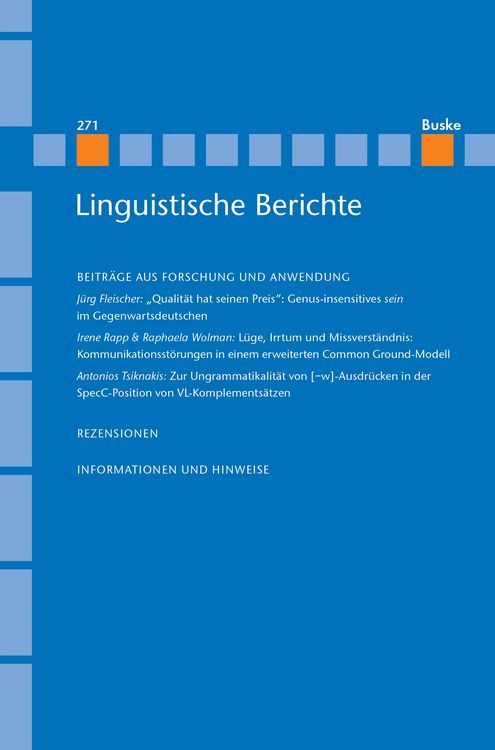 Produktbild: Linguistische Berichte Heft 271