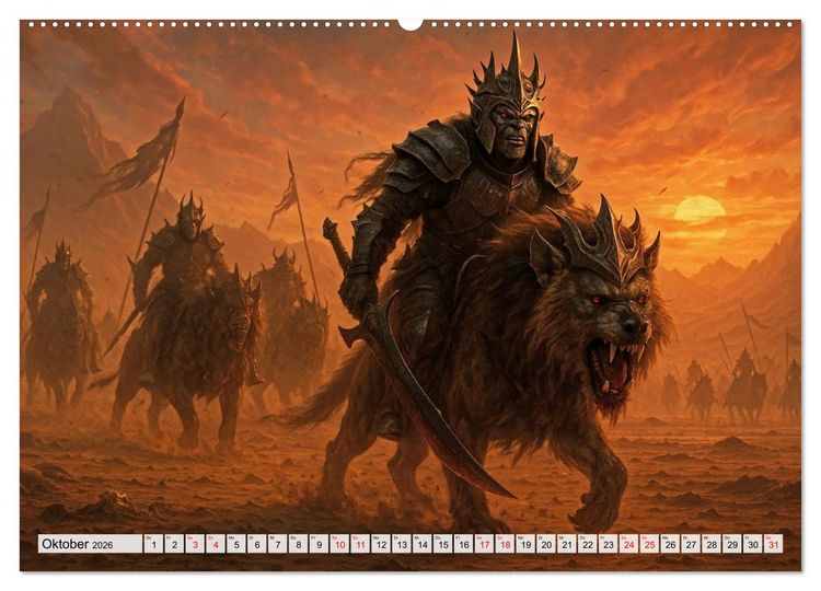 Produktbild: Erbe der Orks. Feuer und Schatten (hochwertiger Premium Wandkalender 2026 DIN A2 quer), Kunstdruck in Hochglanz