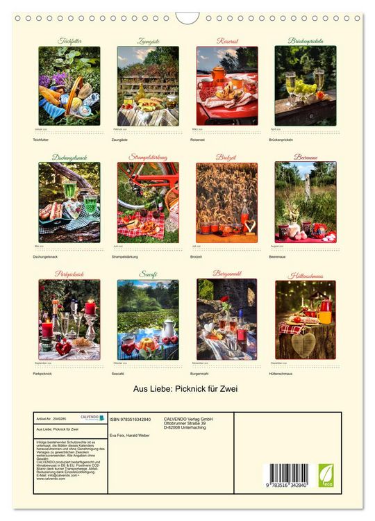 Produktbild: Aus Liebe: Picknick f&uuml;r Zwei (Wandkalender 2026 DIN A3 hoch), CALVENDO Monatskalender
