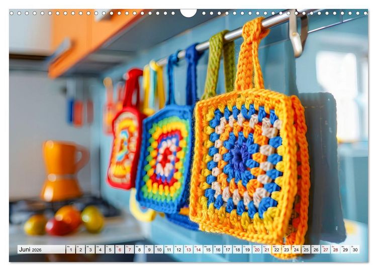 Produktbild: Granny Square Kunst - Ein Jahr voller kreativer H&auml;kelideen (Wandkalender 2026 DIN A3 quer), CALVENDO Monatskalender