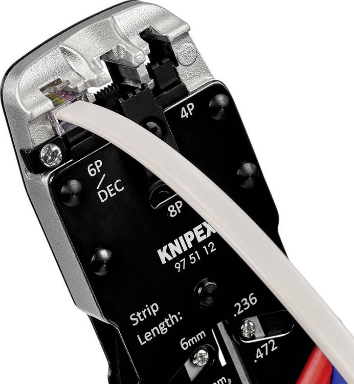 Produktbild: Knipex 97 51 12 97 51 12 D1 Crimpzange Modularstecker (Westernstecker) RJ10, RJ11, RJ12, RJ45