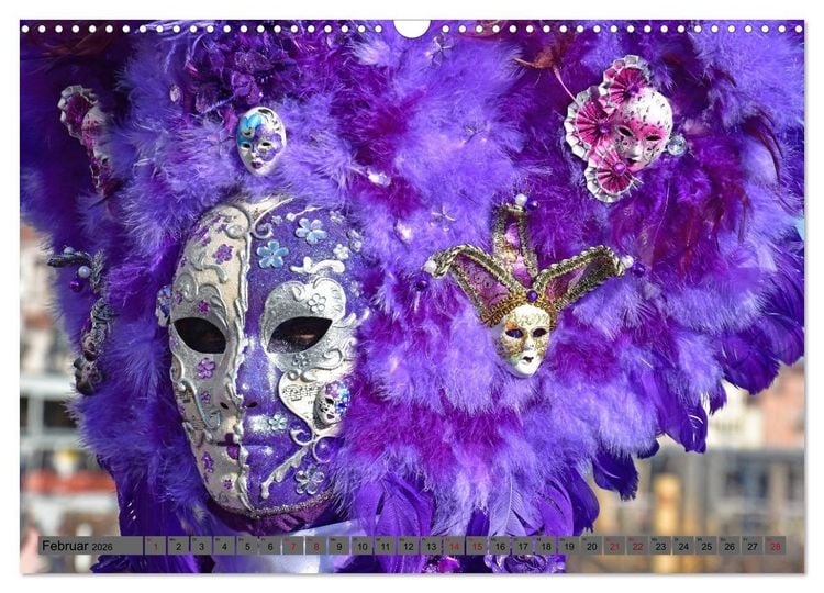 Produktbild: BUNT . PR&Auml;CHTIG . FARBENFROH . Das ist der Karneval in Venedig (Wandkalender 2026 DIN A3 quer), CALVENDO Monatskalender