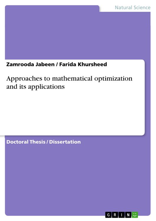 Produktbild: Approaches to mathematical optimization and its applications