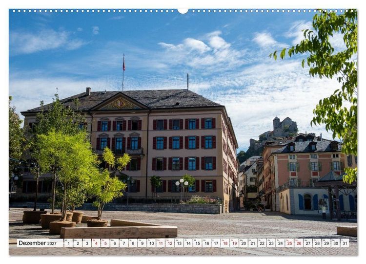 Produktbild: Sion im Wallis - zwischen Reben und Bergen (Wandkalender 2027 DIN A2 quer), CALVENDO Monatskalender