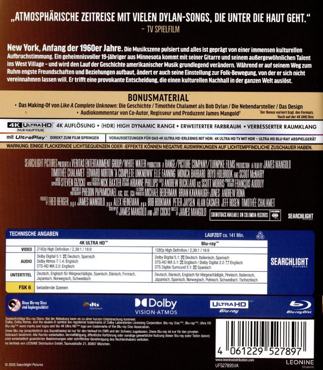 Produktbild: Like a Complete Unknown (4K Ultra HD) (+ Blu-ray)