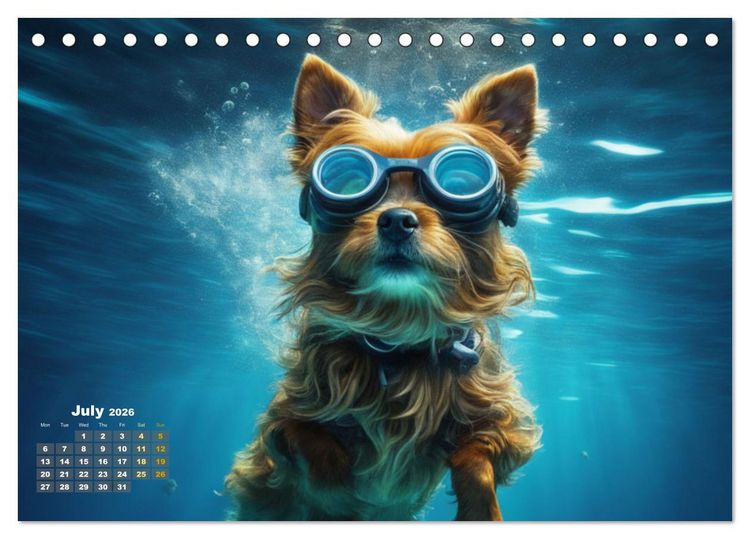 Produktbild: Dogs: intrepid swimmers (Desk Calendar 2026 DIN A5 landscape), CALVENDO 12 Month DeskCalendar