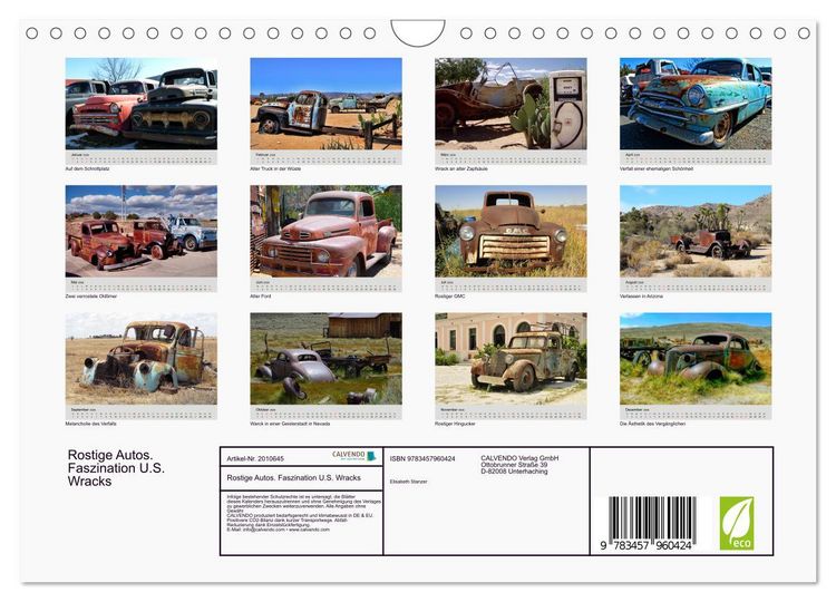 Produktbild: Rostige Autos. Faszination U.S. Wracks (Wandkalender 2026 DIN A4 quer), CALVENDO Monatskalender