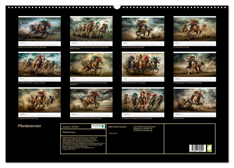 Produktbild: Pferderennen (Wandkalender 2026 DIN A2 quer), CALVENDO Monatskalender