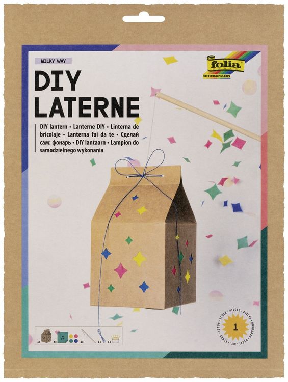 Produktbild: FOLIA Bastelartikel DIY Laterne MILKY WAY, inkl. 1 LED-Licht und Batterien