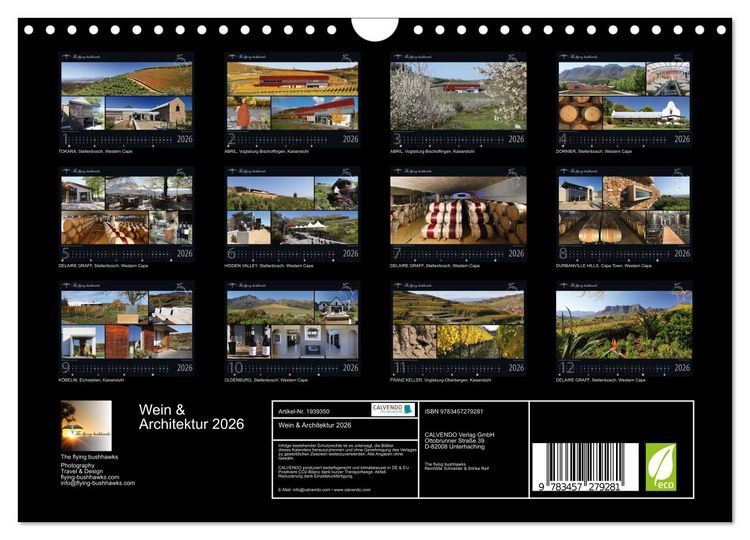 Produktbild: Wein & Architektur 2026 (Wandkalender 2026 DIN A4 quer), CALVENDO Monatskalender