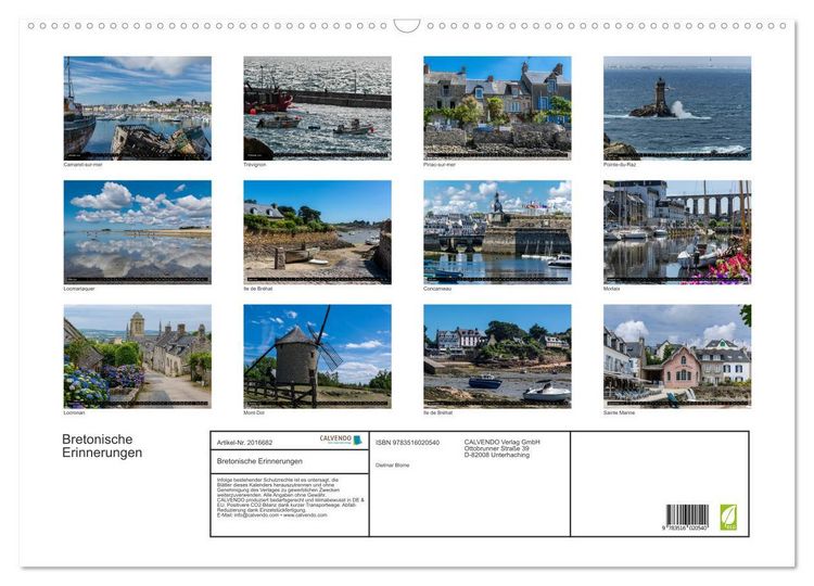 Produktbild: Bretonische Erinnerungen (Wandkalender 2026 DIN A2 quer), CALVENDO Monatskalender