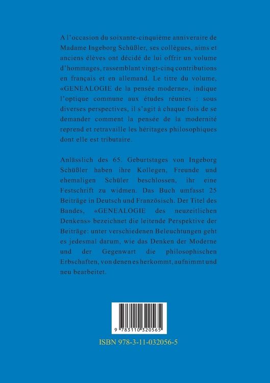 Produktbild: Genealogie des neuzeitlichen Denkens / G&eacute;n&eacute;alogie de la pens&eacute;e moderne