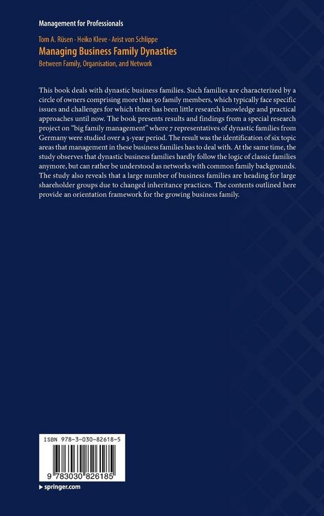 Produktbild: Managing Business Family Dynasties