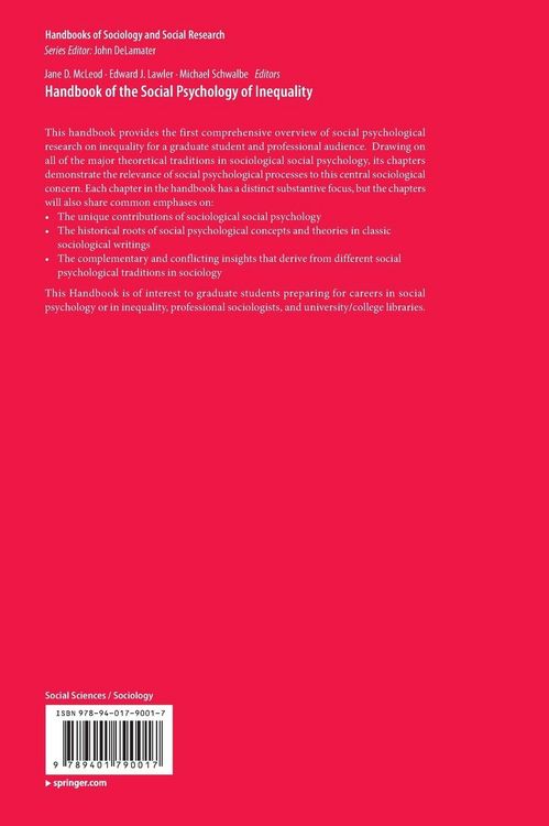 Produktbild: Handbook of the Social Psychology of Inequality