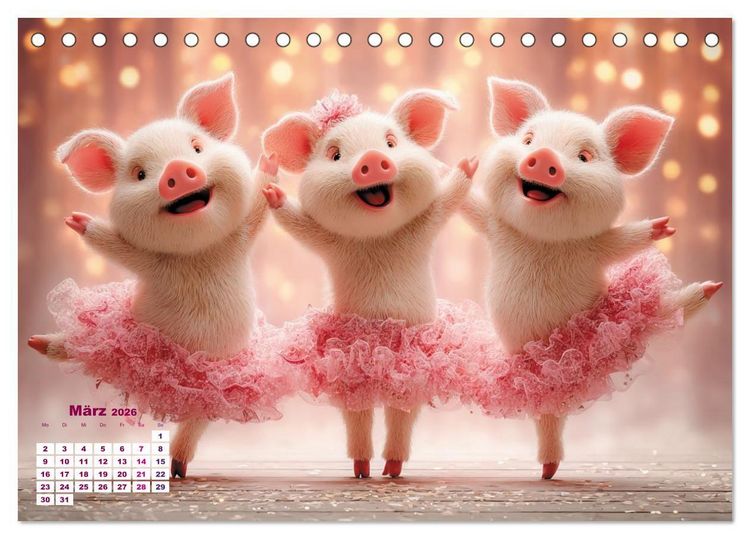 Produktbild: Vom Gl&uuml;ck, ein Schweinchen zu sein (Tischkalender 2026 DIN A5 quer), CALVENDO Monatskalender