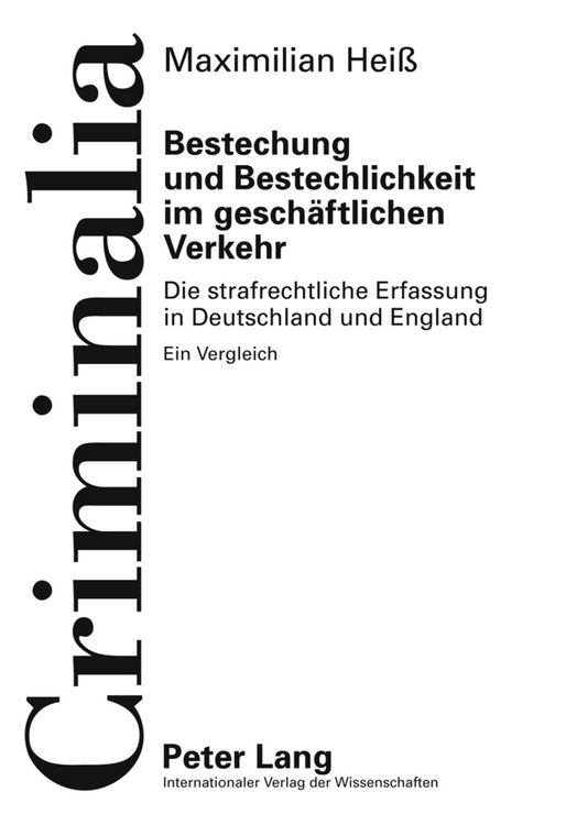 Produktbild: Bestechung und Bestechlichkeit im geschaeftlichen Verkehr