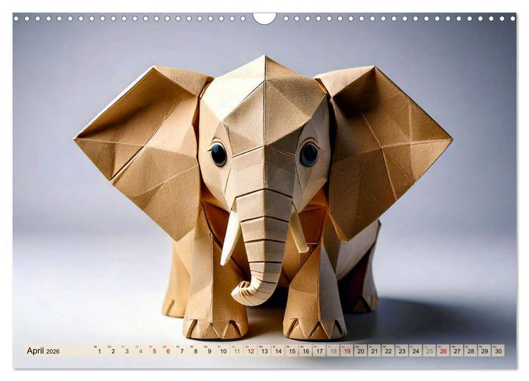 Produktbild: Wilde Origami Tiere (Wandkalender 2026 DIN A3 quer), CALVENDO Monatskalender