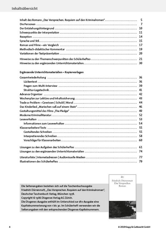 Produktbild: Das Versprechen &ndash; Friedrich D&uuml;rrenmatt &ndash; Lehrerheft